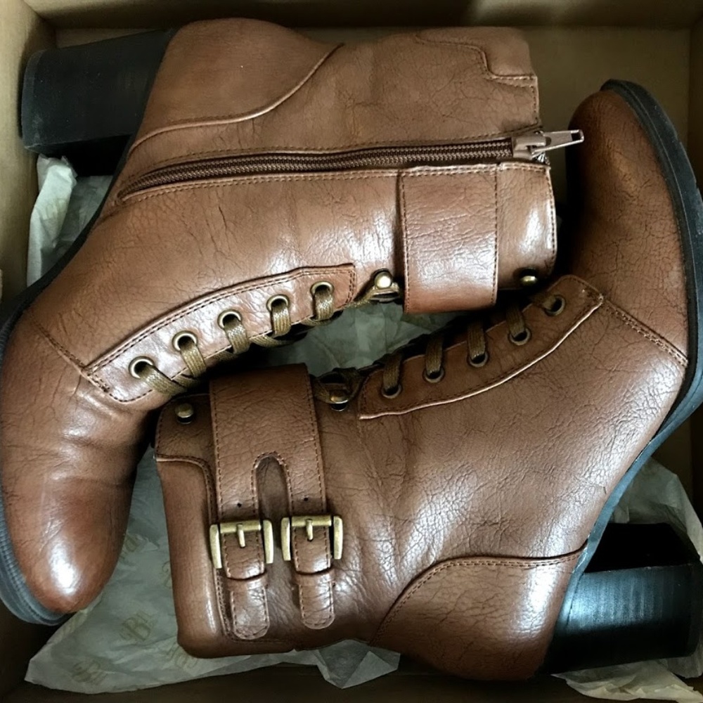 GH and Bass Co Lace Up Wedge Combat Booties